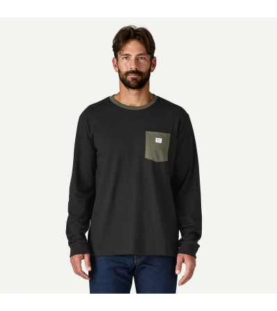 Patagonia Long Sleeve Shop Sticker Pocket Responsibili-Tee M's